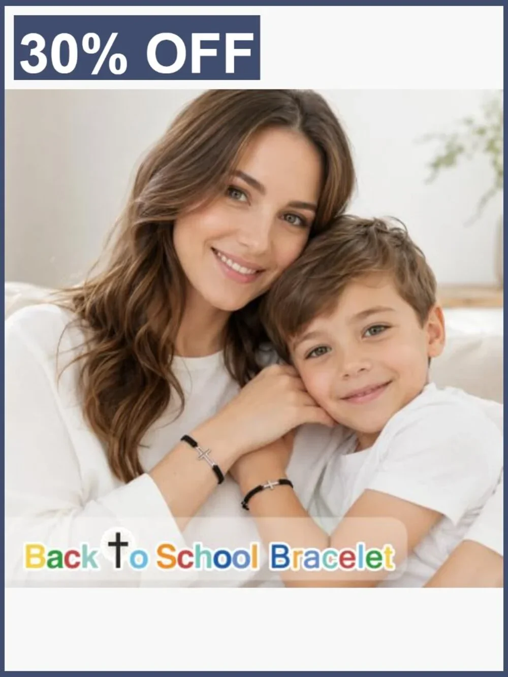 Back to School Cross Bracelet Mom and Me Matching Set Stainless Steel